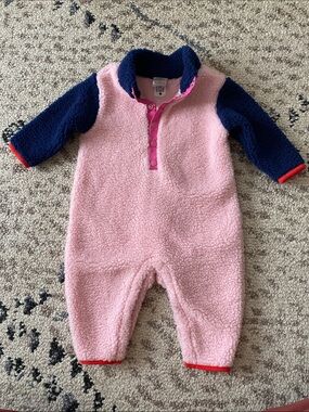 Hanna Andersson Pink and Navy Sherpa One-Piece